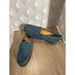 ARRAY Teal Suede Penny Loafer Flats Women's Size 11M leather upper like new